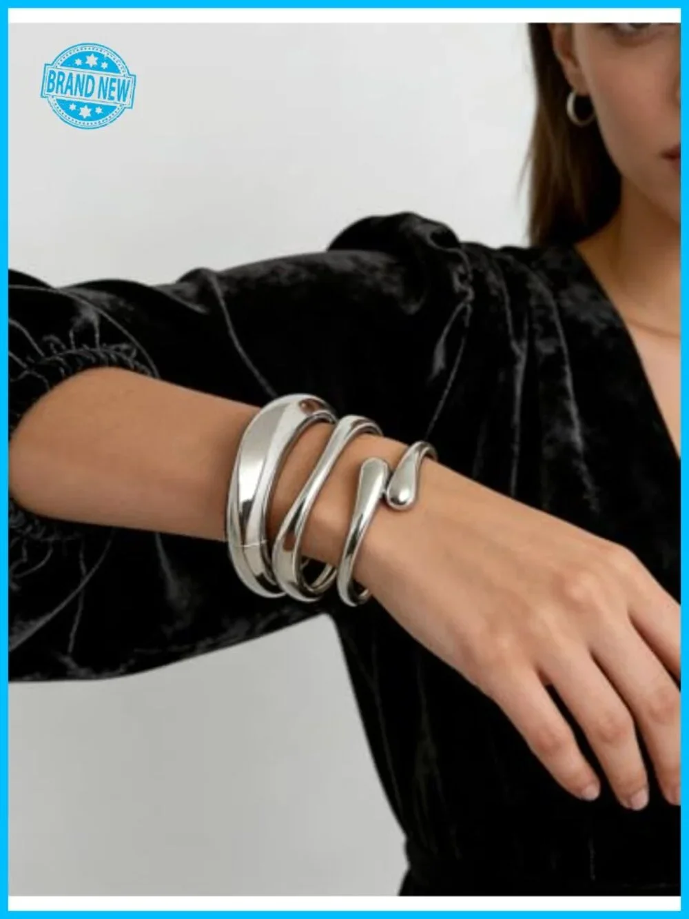 Chunky Gold Plated Bangle Bracelets Set Stackable Cuff Statement Jewelry